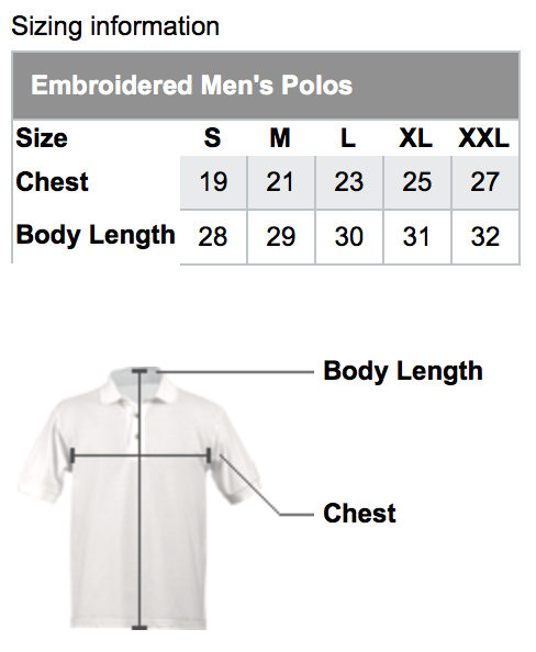 Embroidered Men's Polo_Sizing Information