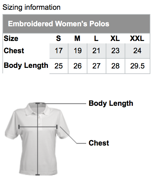 Embroidered Women's Polo_Sizing Information